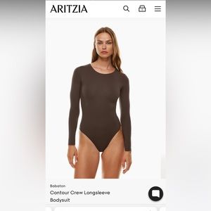 Aritzia Babaton Contour Bodysuit, Rich Mocha Brown, Size Medium.